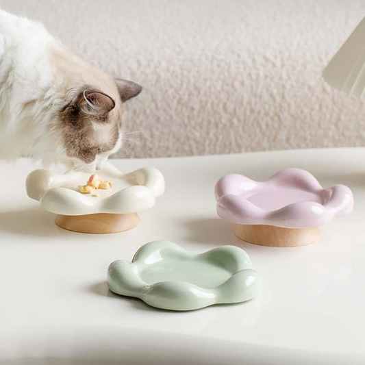 Floral plate on wooden stand